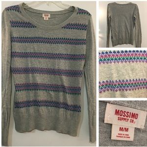 Gray Patterned Stripped Sweater