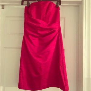 Crimson strapless bridesmaid dress