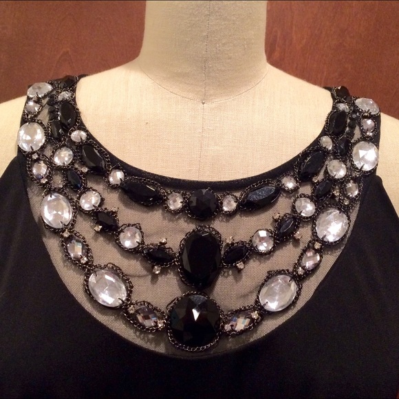Sleeveless Dress w/ Mesh Top  & Embellishments