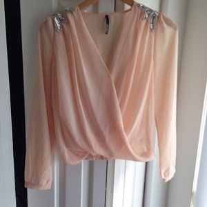 My Beading Heart Sheer Beaded Peach Top