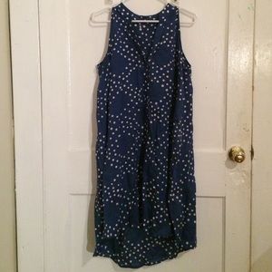 Vintage inspired blue and white polka dot dress