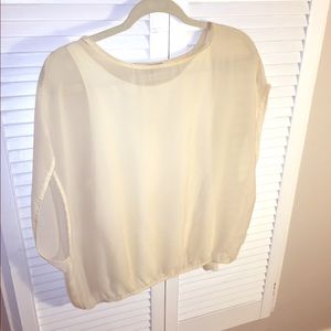 Zara cream chiffon blouse size S