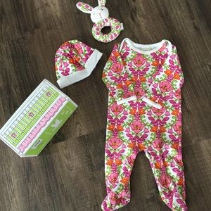 Vera Bradley footed onesie outfit/ Rattle/ Hat!!