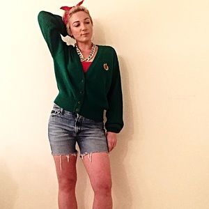 Retro Oversized Green Cardigan