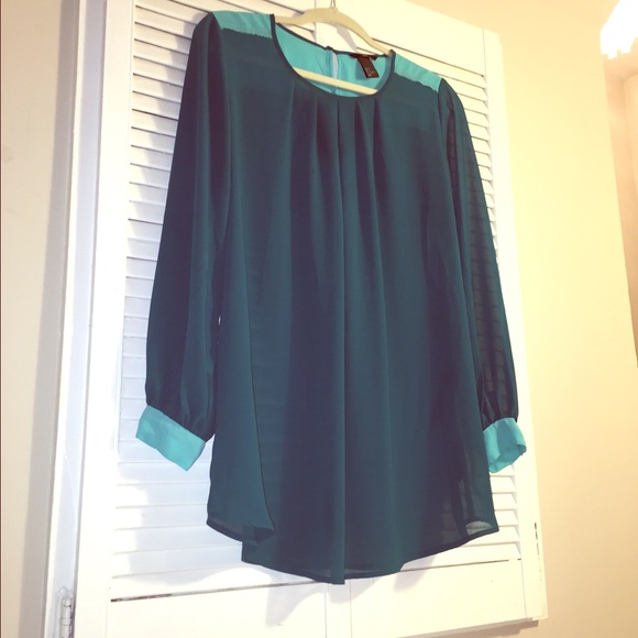 Teal and turquoise color block tunic size 4 - Picture 1 of 4