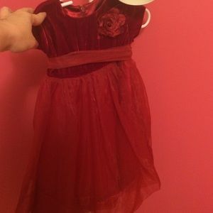 red party dress with matching pea coat