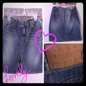 Maurice's distressed jean skirt size 14