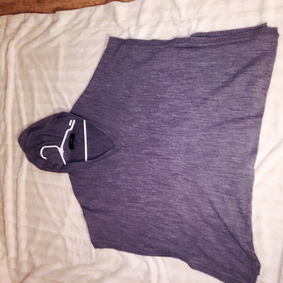 Hooded grey poncho, size S, cotton - Picture 3 of 3