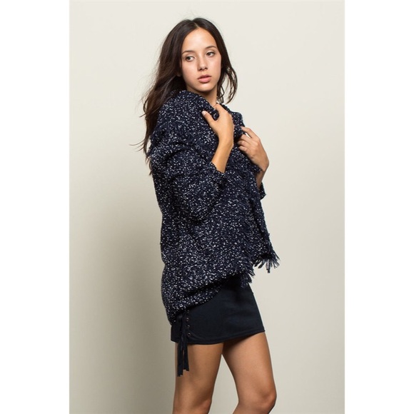 Cozy Navy Fringe Sweater - Picture 2 of 4