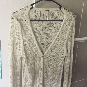 Free people long crotchet cardigan