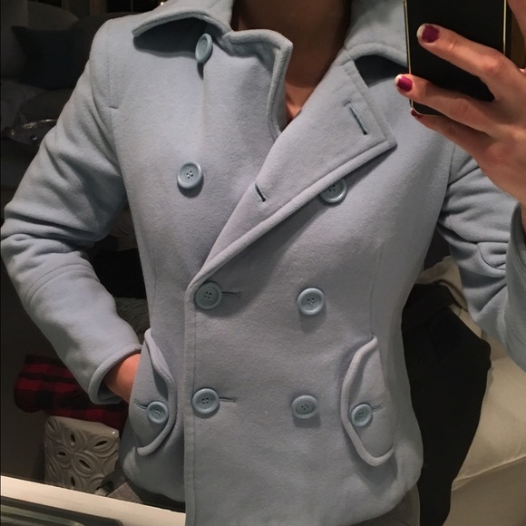 Express Jackets & Blazers - Baby blue Peacoat !!!!🎉 Price drop!