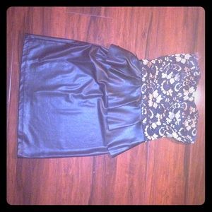 Black and gold leather tight dress