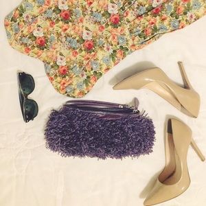 Jerry Terrence Purple Carpet Bag Wristlet