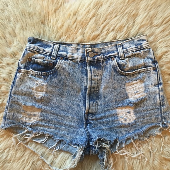 Levi's High Waisted Distressed Jean Shorts