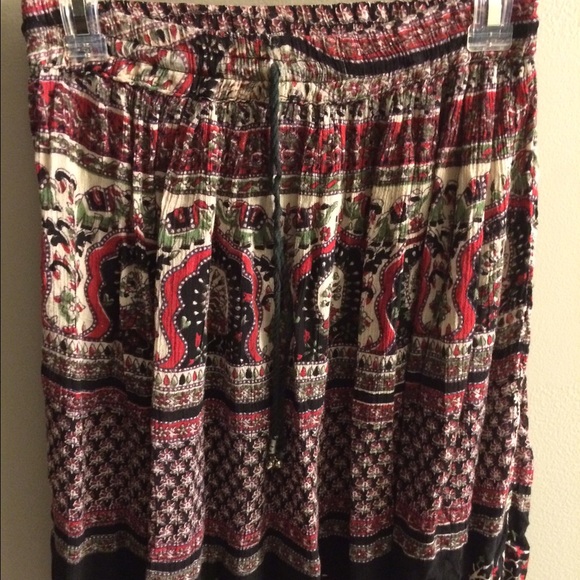 Peasant skirt with bells on drawstrings.