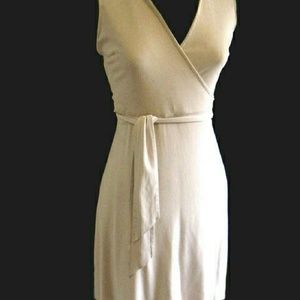 BEBE Biege FAUX SUEDE WRAP DRESS