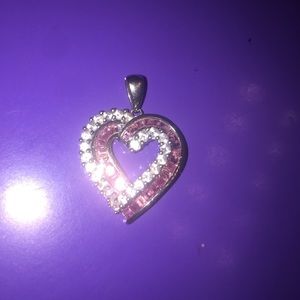 Pink & diamond heart necklace