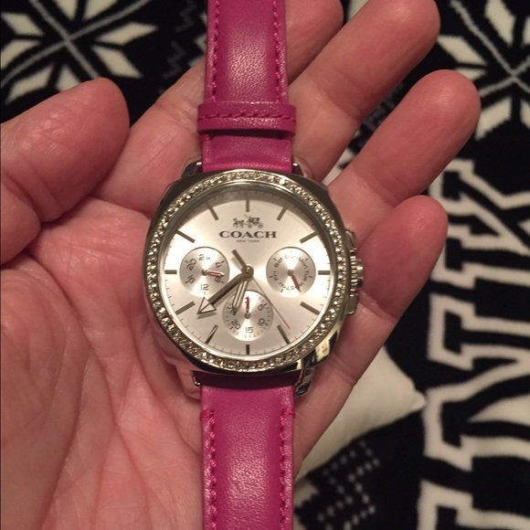 Coach watch with pink band & bling around face - Picture 3 of 4