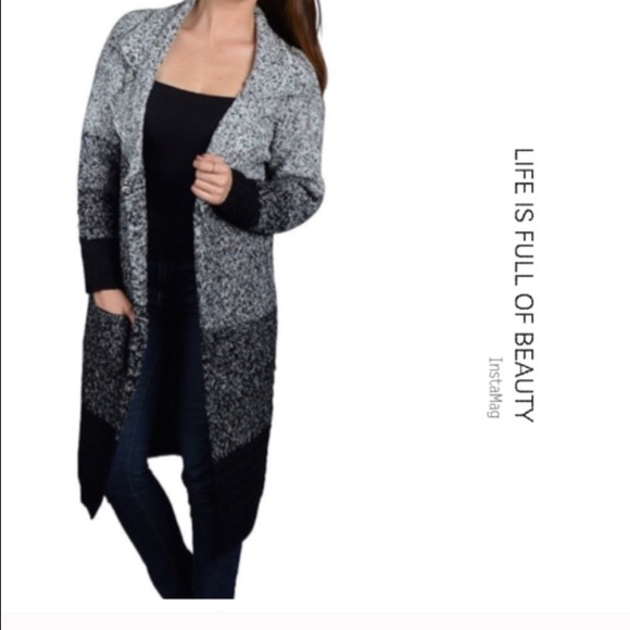 Sweaters - Full sleeves notched collar knee length overcoat
