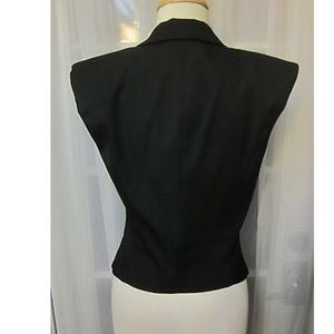 bebe Black Color Asymmetrical Hem Cap Sleeve Vest