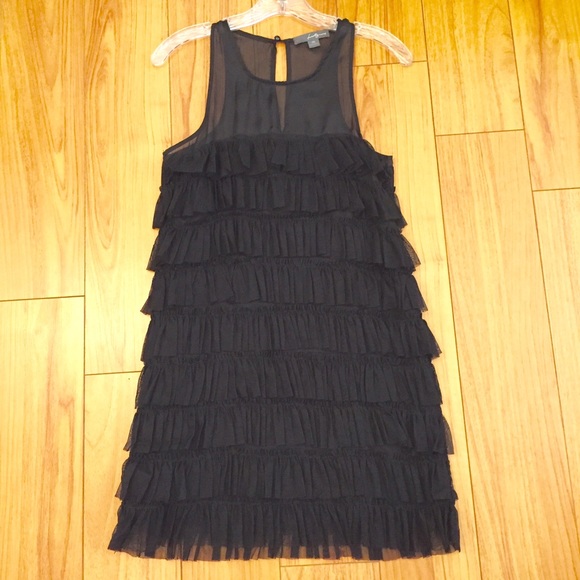Chiffon & Mesh Layered Midi Dress