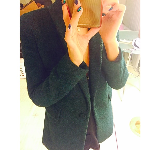 🎉Final Sale🎉Dark green with black wool coat - Picture 4 of 4