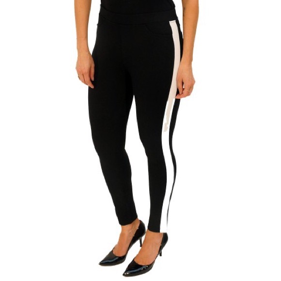 Black stretch leggings w/ white stripe XS S M L XL