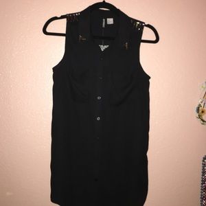 Black bejeweled Tank Top