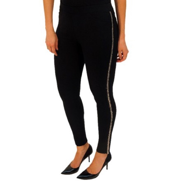 Black leggings w/ side gold beading XS S M L XL
