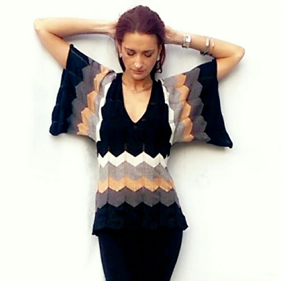 ❌SOLD VTG Knit Kimono Sleeve Low Back Tunic Top - Picture 3 of 4