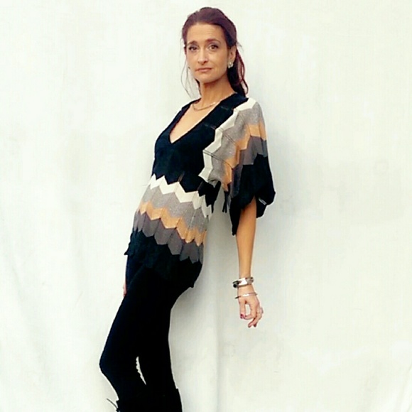 ❌SOLD VTG Knit Kimono Sleeve Low Back Tunic Top - Picture 4 of 4