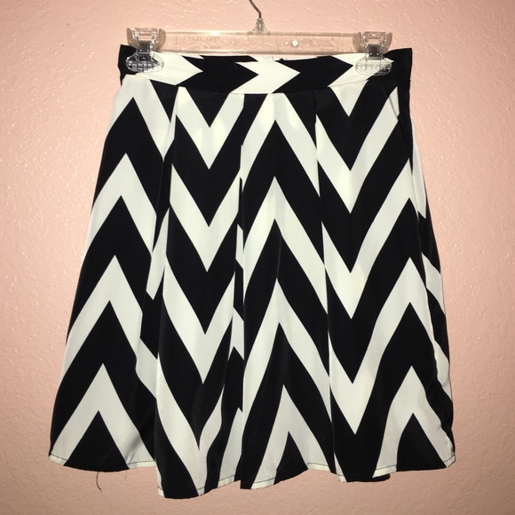 Black and white chevron mini skirt