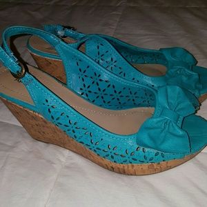 Turquoise Cork Wedges