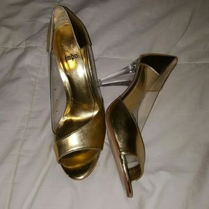 Gold and clear Glass slipper style cocktail shoe