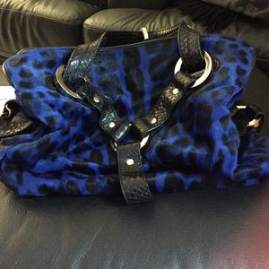 Jimmy choo pony hair blue leopard bag