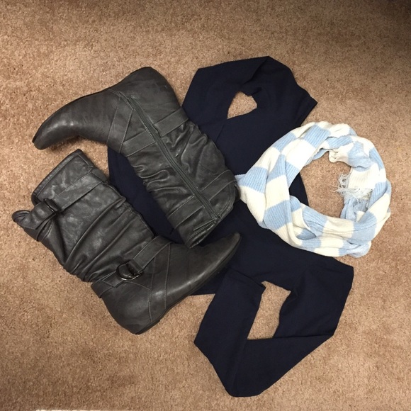 Mid calf grey boots