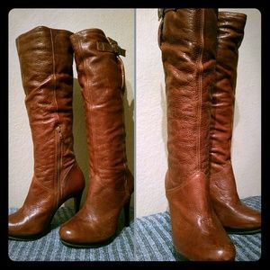 Cathy Jean Knee-High Boots with Buckle and Zipper