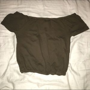 Brandy Melville Olive Green off shoulder crop-top