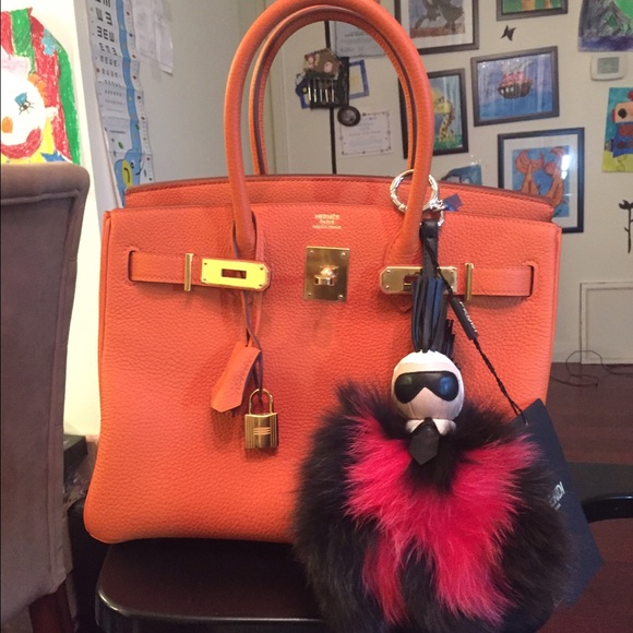 SOLD-Authentic Fendi Super Karlito Fur bag Charm - Picture 2 of 4