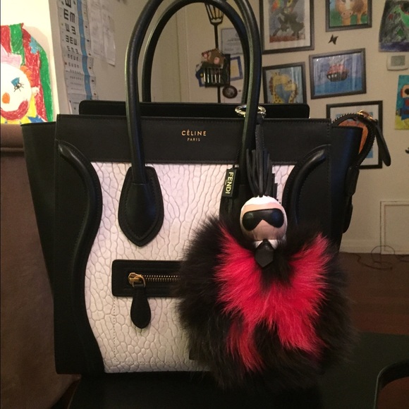SOLD-Authentic Fendi Super Karlito Fur bag Charm - Picture 3 of 4