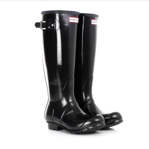 Tall Black Glossy Hunter Boots