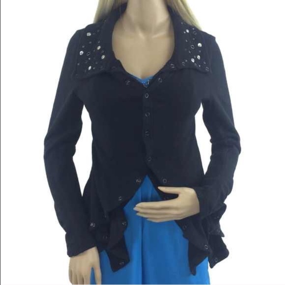 SOLD Free People Studded Draped Ruffle Hem Jacket - Picture 2 of 4