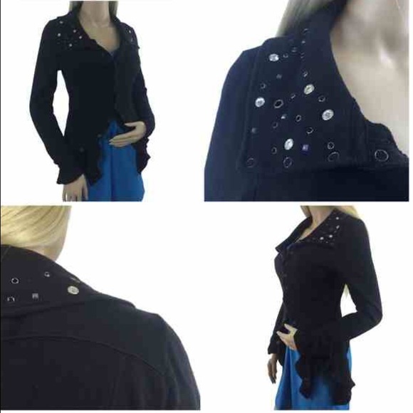 SOLD Free People Studded Draped Ruffle Hem Jacket - Picture 4 of 4