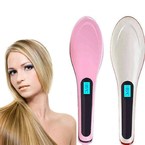Electronic hair straightening brush