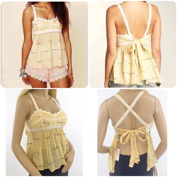 SOLD 🌻NWT Free People Gauzy Cross Back Top - Picture 2 of 4