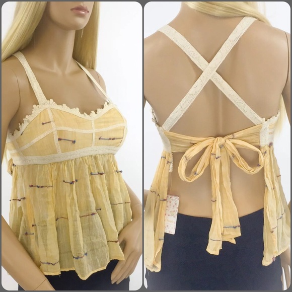 SOLD 🌻NWT Free People Gauzy Cross Back Top - Picture 4 of 4