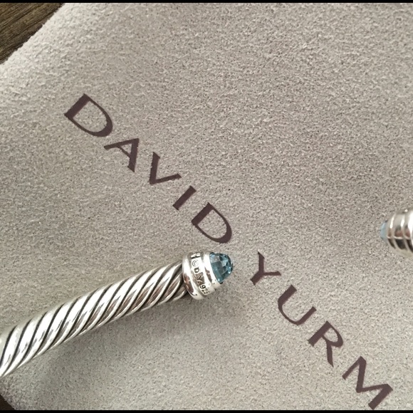 David Yurman Blue Topaz and Diamond Cable Bracelet - Picture 2 of 3