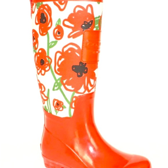 coach leopard rain boots