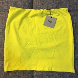 Asos neon yellow mini skirt NWT