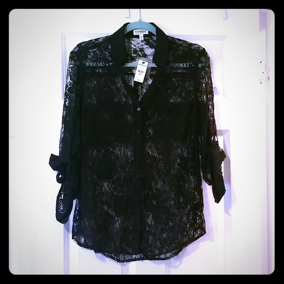 Black collard lace shirt